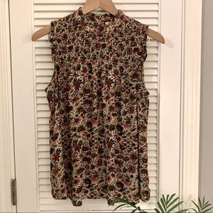 Anthropologie Maeve Mock Neck Floral Ruched Top 8